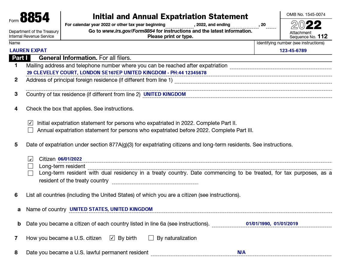 What Is IRS Form 8854? A Guide for Expats