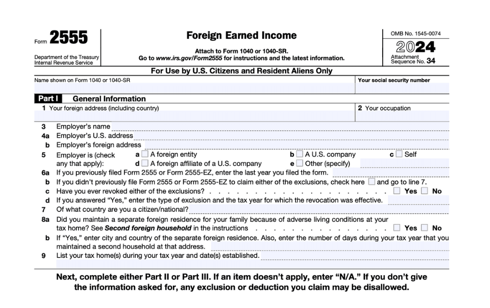 Filing Form 2555 for the Foreign Earned Income Exclusion 